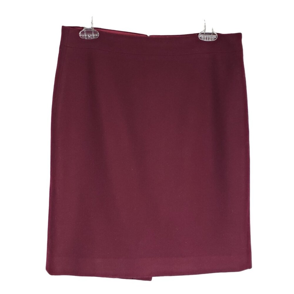 J Crew Pencil Skirt 8 Burgundy Red Wool Blend Fully Lined Back Vent Short Length